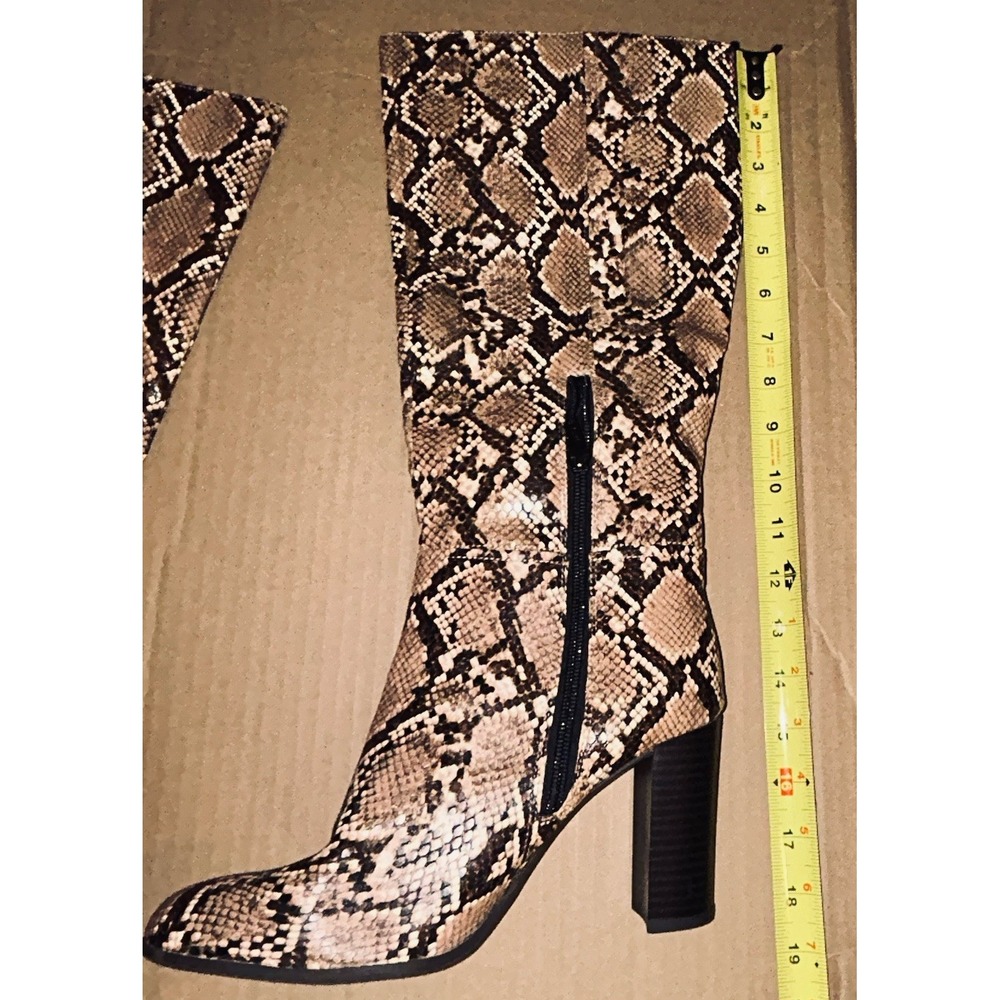 A New Day Women's Brandee Knee High Boot Taupe Snakeskin Print, Size 7.5 Y2K